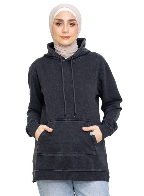 Black Washed Hoodie Vent - Khotwh